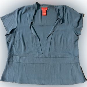 Oscar De La Renta‎ Sheer Polyester Teal Shirt 20W